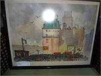 Framed And Glazed Watercolor Cityscape Signed Lynn
