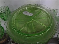 7 Green Depression Divided Plates