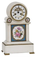Brocot Alabaster & Porcelain Mantle Clock