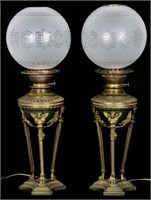 Pr. Bronze Winged Angel Lamps