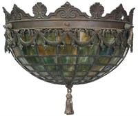 12 in. Inverted Hanging Leaded Glass Dome