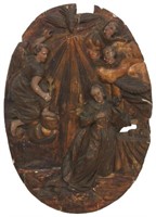 Large Carved Wood & Gesso Wall Plaque