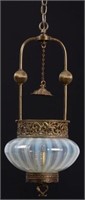 Opalescent & Brass Hall Lamp