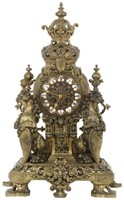 Lg. Figural Lion Bronze Mantle Clock
