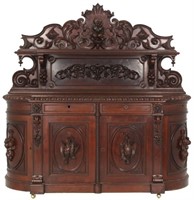 Lg. Victorian Carved Walnut Sideboard