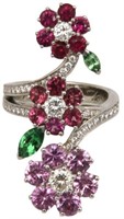 18K Van Cleef & Arpels Floral Bypass Ring