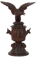 Lg Figural Black Forest Covered Urn