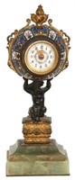 Bronze Onyx & Champleve Desk Clock