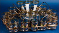 Vintage Culver Empress Barware Glasses & Rack