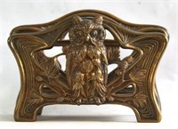 Art Nouveau bronze "Owl" letter holder