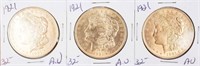 Coin 3 Morgan Silver Dollars 1921  in AU