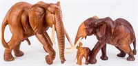 Art 2 Vintage Hand Carved Wood African Elephants