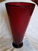 Rare Iridescent Ruby red & green large vase