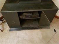 Black & glass T.V. console w/ Sony DVD