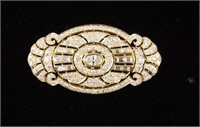 18 Kt  gold  Deco 3kt Diamond Brooch