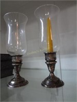 Sterling Hurricane Candelabra W/Etched Shade