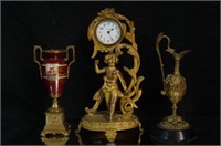 Antique New Haven 10.5" clock set w cherubs