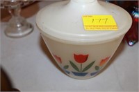 FIRE KING - TULIP - GREASE BOWL WITH LID