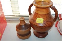 2 WOODEN - CRAFT MADE VASES