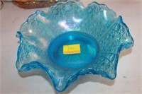 FENTON - BLUE IRIDESCENT BOWL