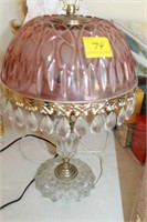 BOUDOIR LAMP WITH PINK GLASS SHADE