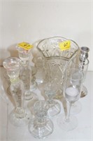 GROUPING: CANDLESTICKS, VASES, CUPS