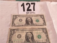 One Nice 1963A Dollar Bill / One 1963B Used