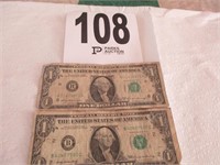 Two 1969 Dollar Bills