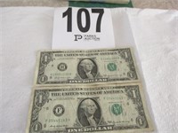 Two 1969 Dollar Bills