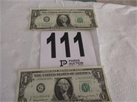 Two 1963A Dollar Bills