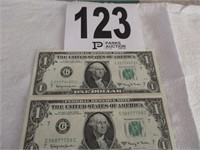Two 1963A Dollar Bills (Nice)