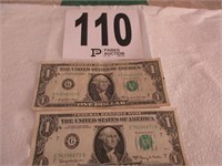One 1969 & One 1963A Dollar Bills