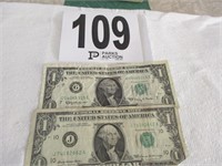 Two 1960 & 1963 Dollar Bills