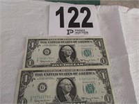 Two 1963A Dollar Bills (Nice)