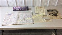 Awning tie down kit, usa road map, old papers