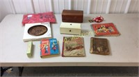 Old books, jewelry boxes,&  colector plate