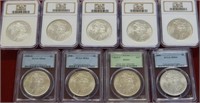 9 Assorted Morgan Silver dollars
