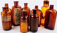 Large Lot Antique Vintage Apothecary Bottles