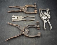 4 Vtg Adjustable Hand Clamping Pliers Tools Lot