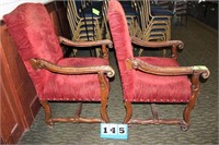 (2) Large High Back Cushioned Chairs