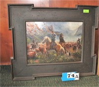 Oil on Canvas, Cattle Drive in Frame
