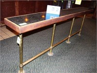 Bar Table w/Wood Trim, Granite Top & Brass Legs