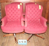 High Back Upholstered Swivel Chairs, Wine