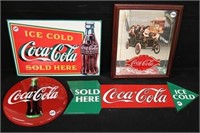 Repro. Coca-Cola Tin Signs and Framed Poster