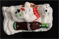 Polar Bear Artist Coca-Cola Cookie Jar