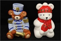 Nutcracker Bear and Polar Bear Cookie Jars
