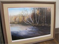 "Birch Rapids" framed print by Art Long 1992