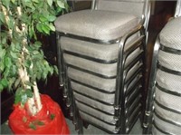 Stack of (8) Metal Frame Padded Restaurant Chairs