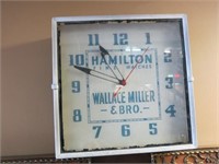 HAMILTON WALLACE MILLER & BRO. CLOCK 15.5X15.5"