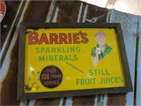 BARRIE'S SPARKLING MINERALS PORCALINE SIGN